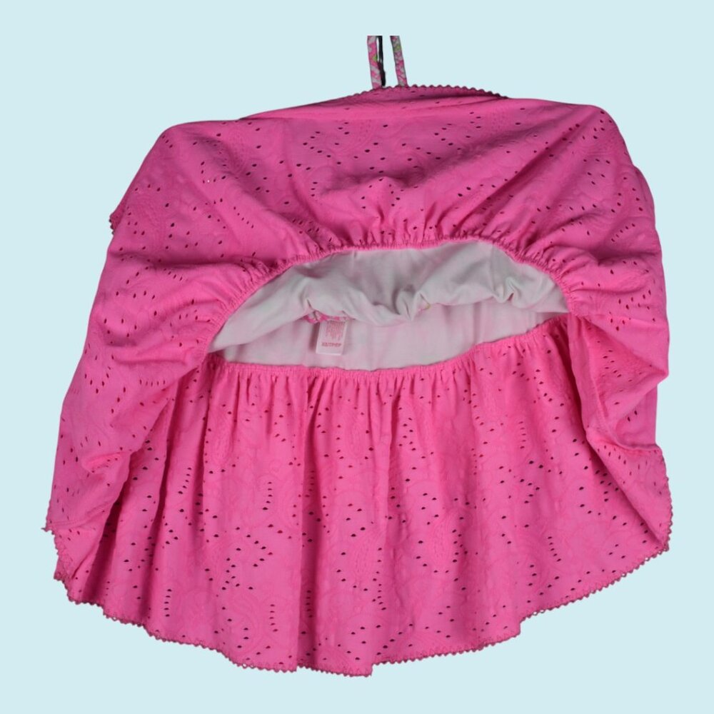 LoveShackFancy x Hurley Skirt Size XS Pink Mini Tiered Ruffle Eyelet Paisley - Picture 9 of 14